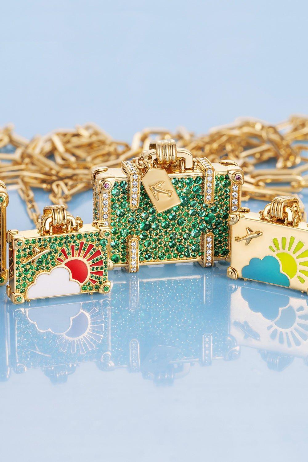 NEVERNOT-Small Weekend Trip Suitcase Necklace-YELLOW GOLD