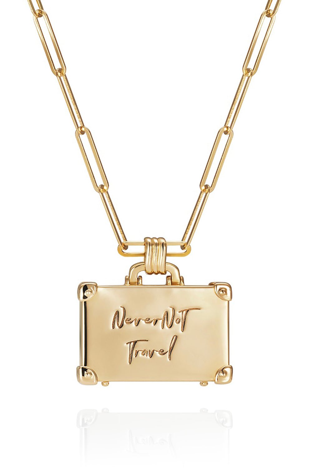 NEVERNOT-Small Weekend Trip Suitcase Necklace-YELLOW GOLD