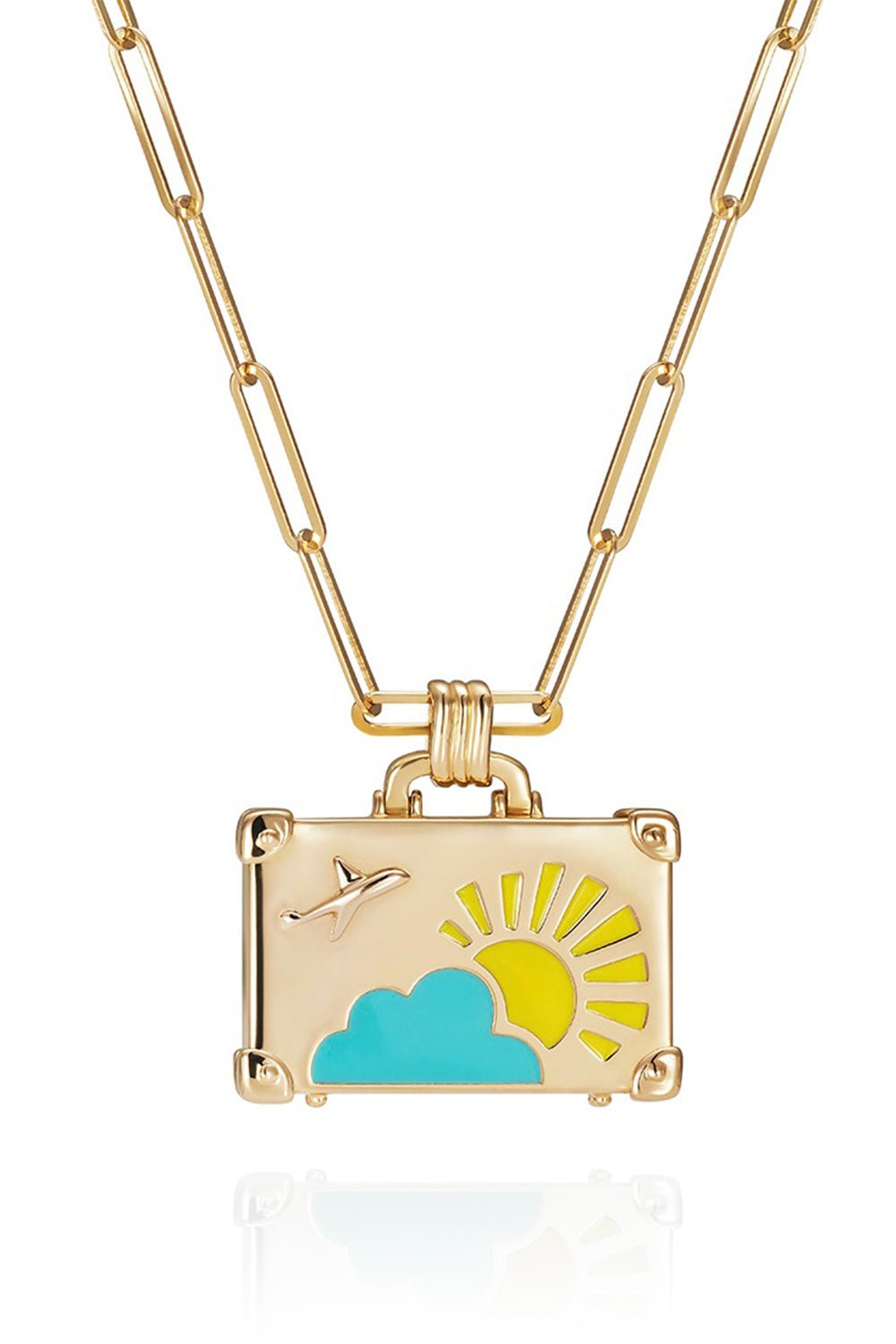 NEVERNOT-Small Weekend Trip Suitcase Necklace-YELLOW GOLD