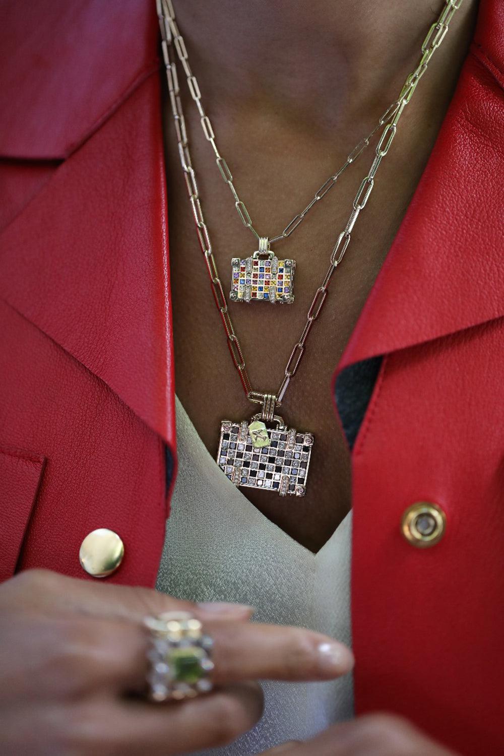 'The World is Yours’ Weekend Suitcase Necklace-YELLOW GOLD-JEWELRYFINE JEWELNECKLACE O-NEVERNOT