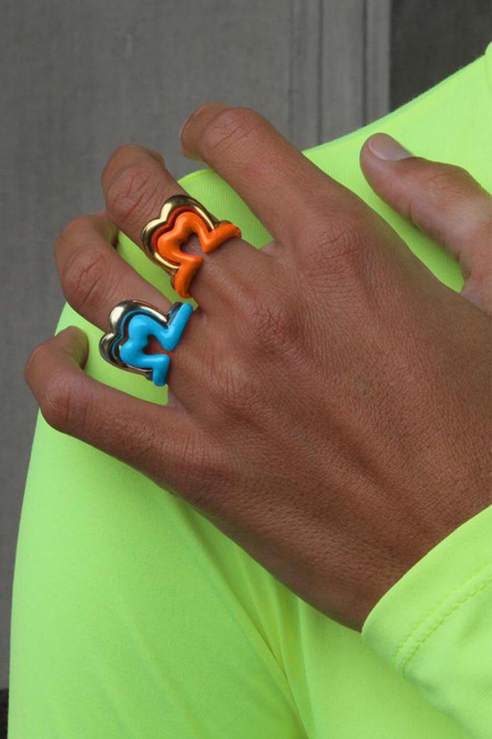 NEVERNOT-Blue Enamel "Show N' Tell" Ready To Burst Ring-YELLOW GOLD