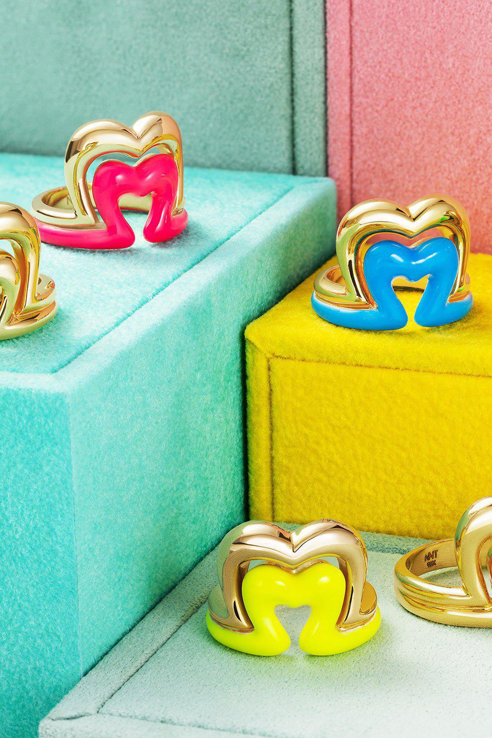 NEVERNOT-Blue Enamel "Show N' Tell" Ready To Burst Ring-YELLOW GOLD