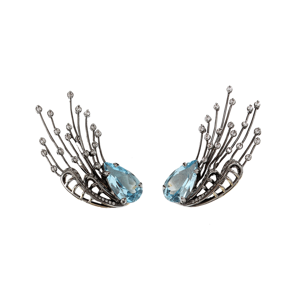NICHOLAS LIU-Daedalus Blue Topaz Earrings-WHITE GOLD