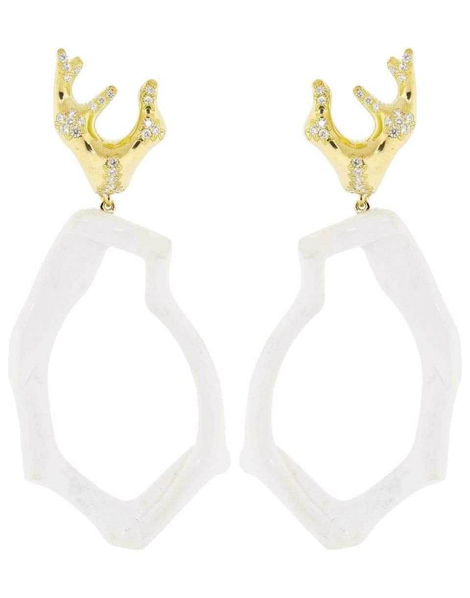 NICHOLAS VARNEY-Cocholong Coral Diamond Ear Clips-YELLOW GOLD