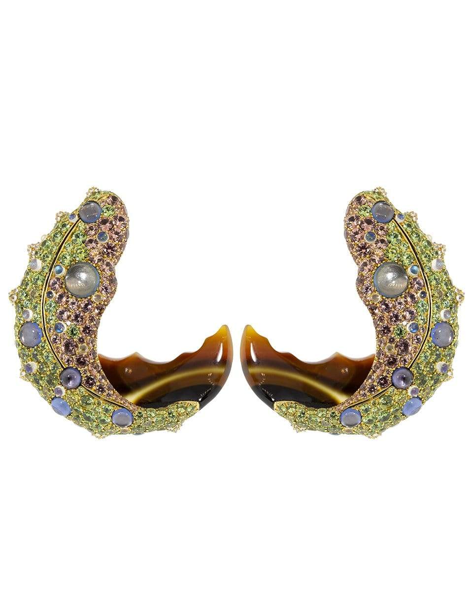 NICHOLAS VARNEY-Multi Gemstone Earclips-YELLOW GOLD