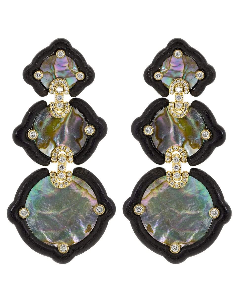 NICHOLAS VARNEY-Three Drop Clip Earrings-YELLOW GOLD