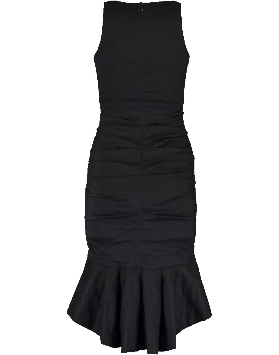 NICOLE MILLER-Cotton Metal Zip Ruffle Hem Dress-