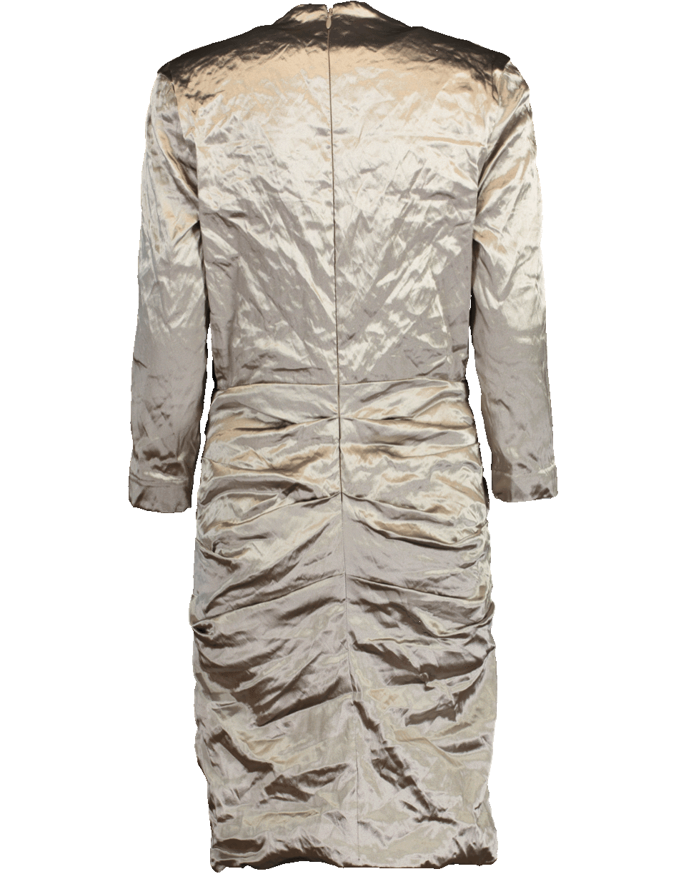 NICOLE MILLER-Metallic V-Neck Dress-