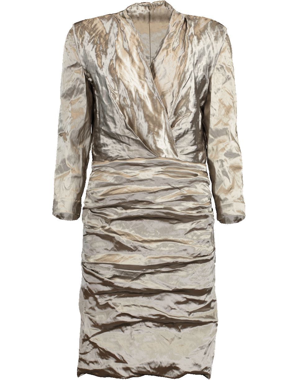 NICOLE MILLER-Metallic V-Neck Dress-