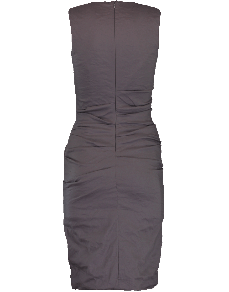 NICOLE MILLER-Solid Cotton Metal Tuck Dress-