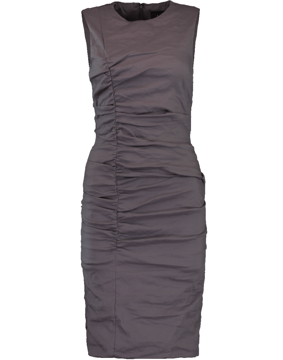 NICOLE MILLER-Solid Cotton Metal Tuck Dress-