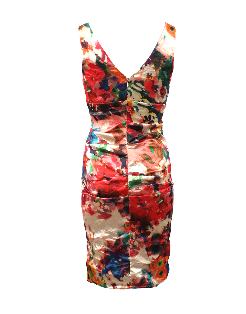 NICOLE MILLER-V-Neck Floral Dress-