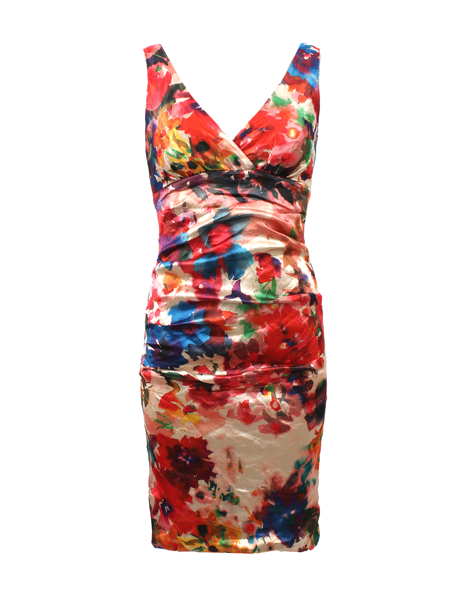 NICOLE MILLER-V-Neck Floral Dress-