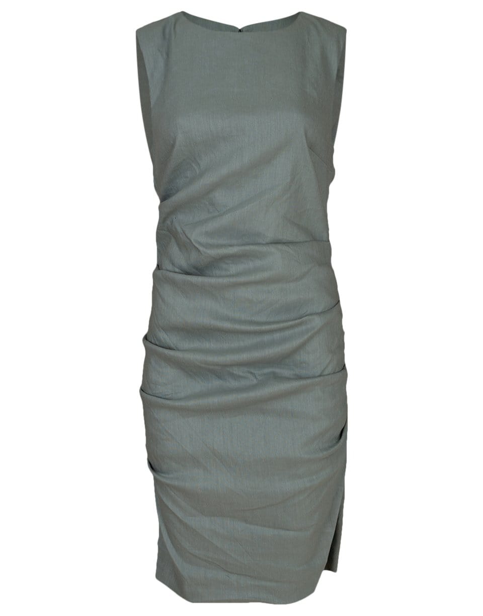 NICOLE MILLER-Sage Stretch Linen Lauren Dress-