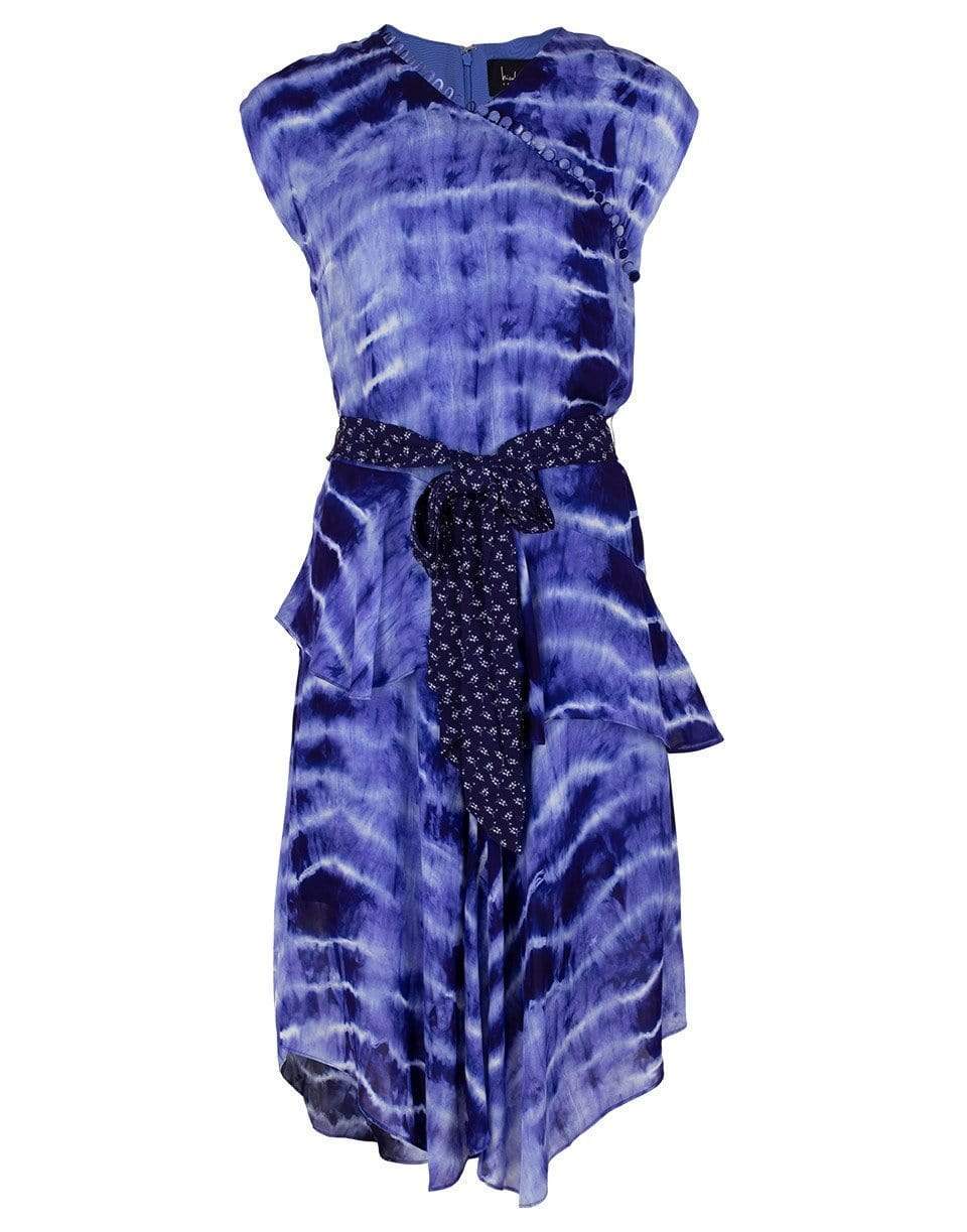 NICOLE MILLER-Watercolor Tie Dye High Neck Midi Dress-
