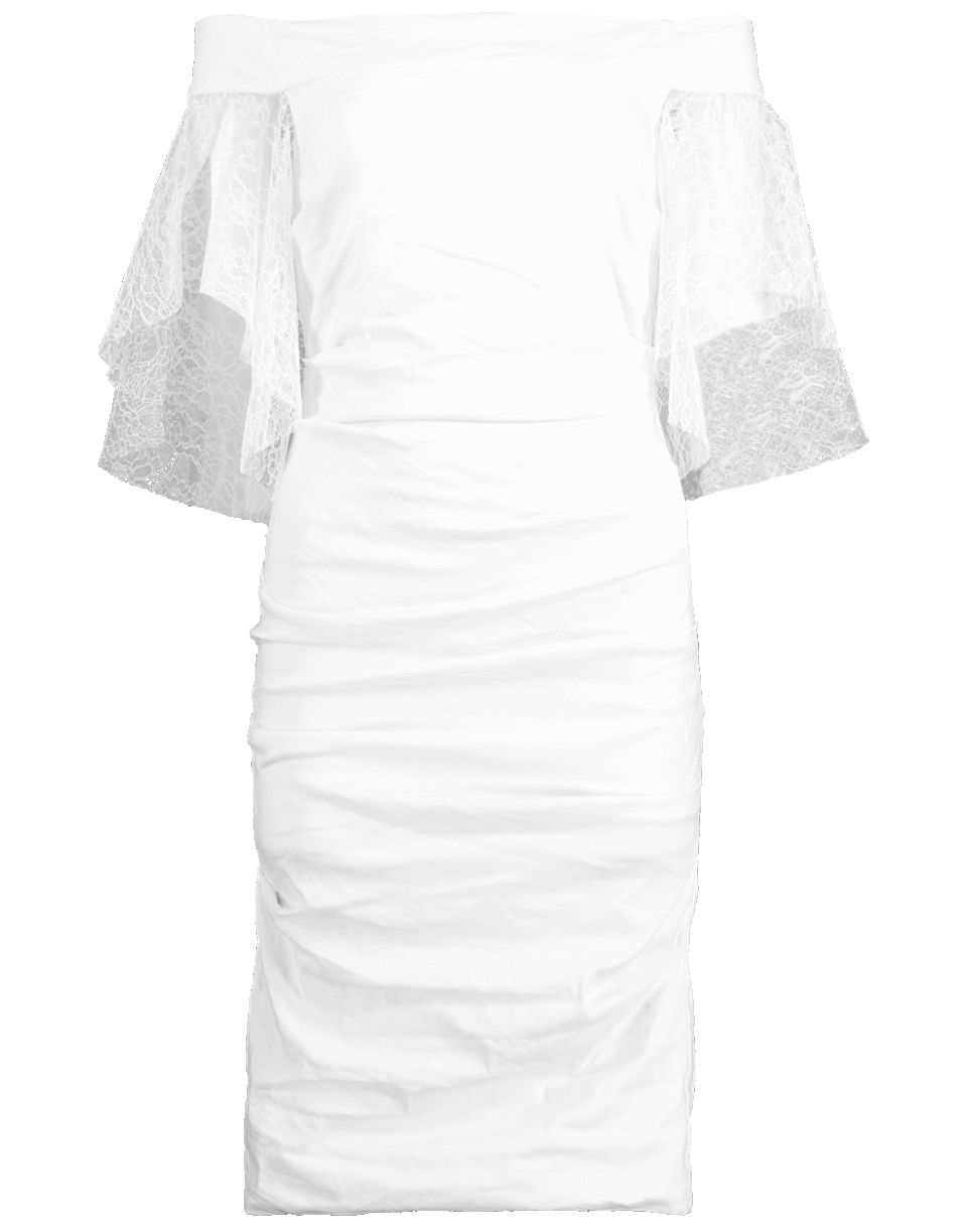 NICOLE MILLER-Cotton Metal Off Shoulder Lace Dress-