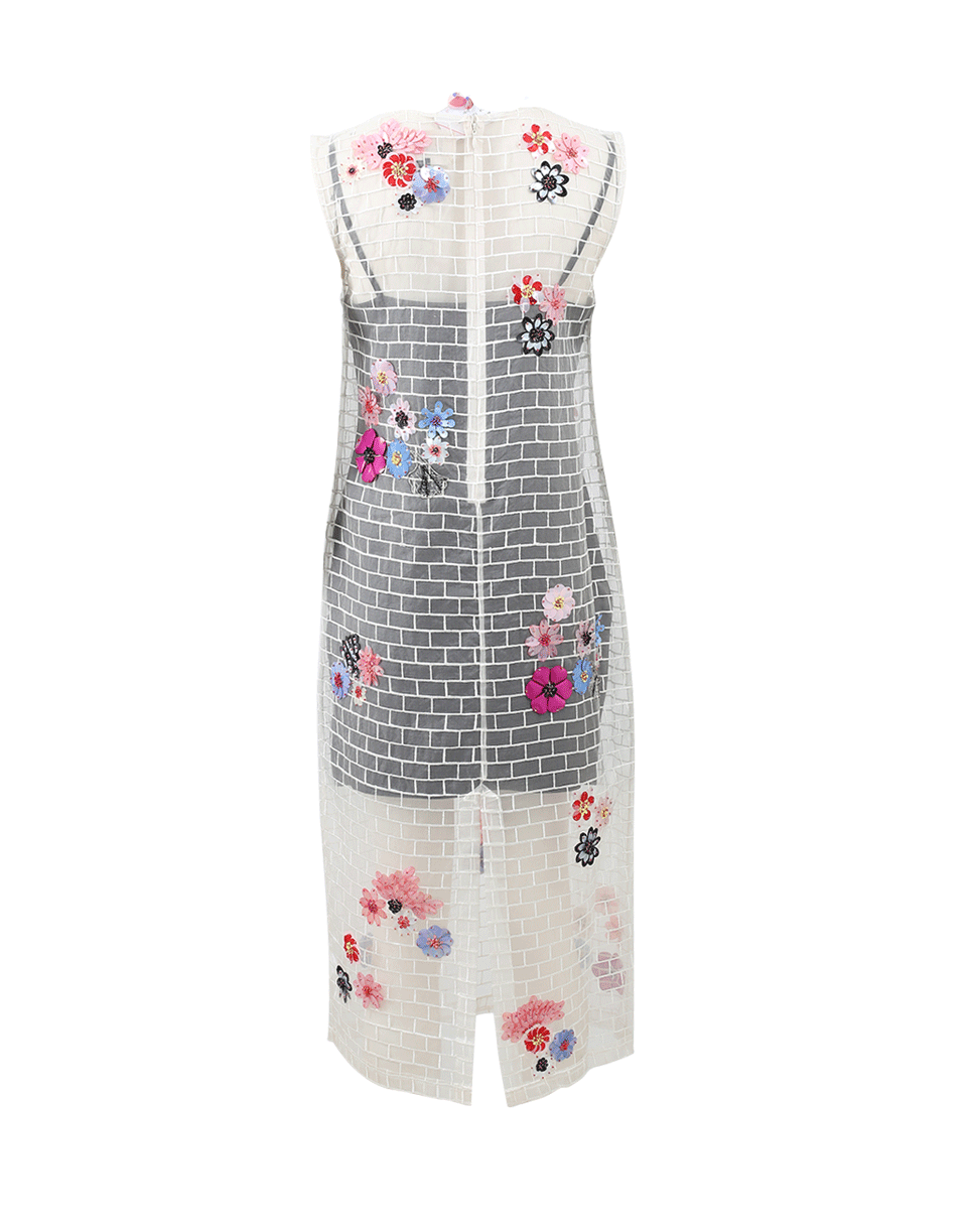 NICOLE MILLER-Flower Embroidered Brick Dress-