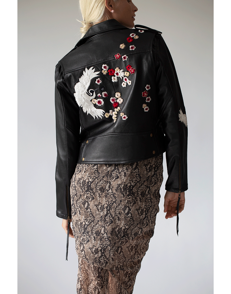 NICOLE MILLER-Crane and Cherry Blossom Leather Jacket-