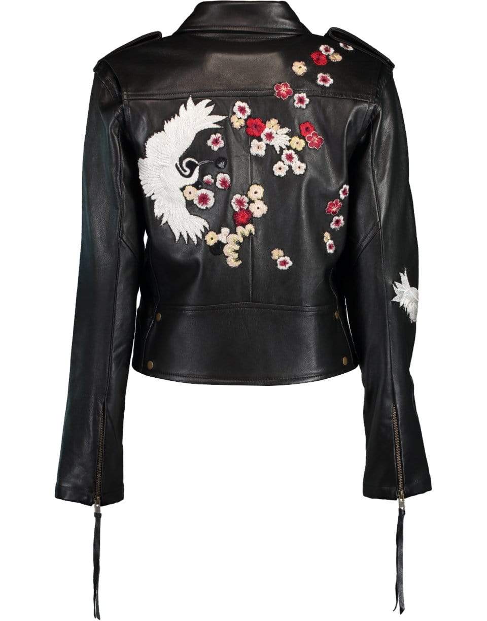 NICOLE MILLER-Crane and Cherry Blossom Leather Jacket-
