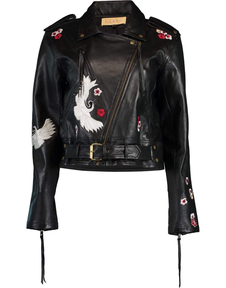 NICOLE MILLER-Crane and Cherry Blossom Leather Jacket-