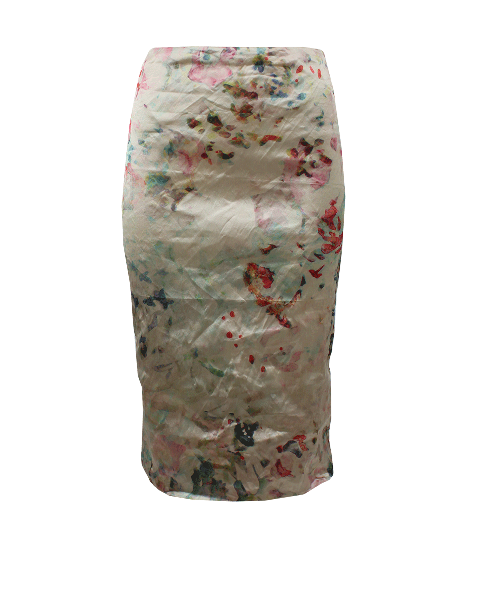 NICOLE MILLER-Floral Techno Metal Skirt-