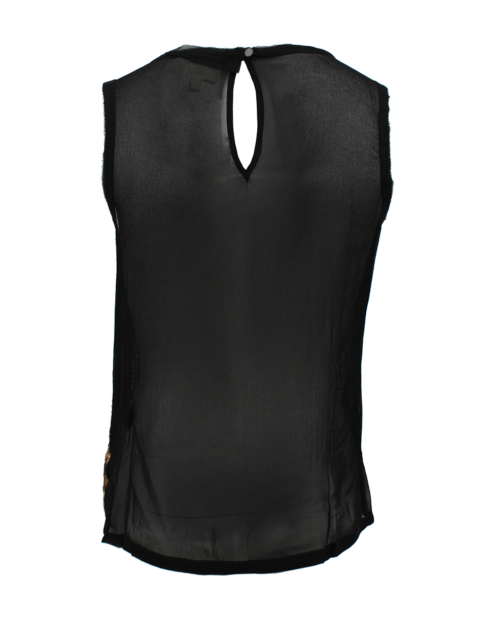 NICOLE MILLER-Sheer Back Sequin Colorblock Top-
