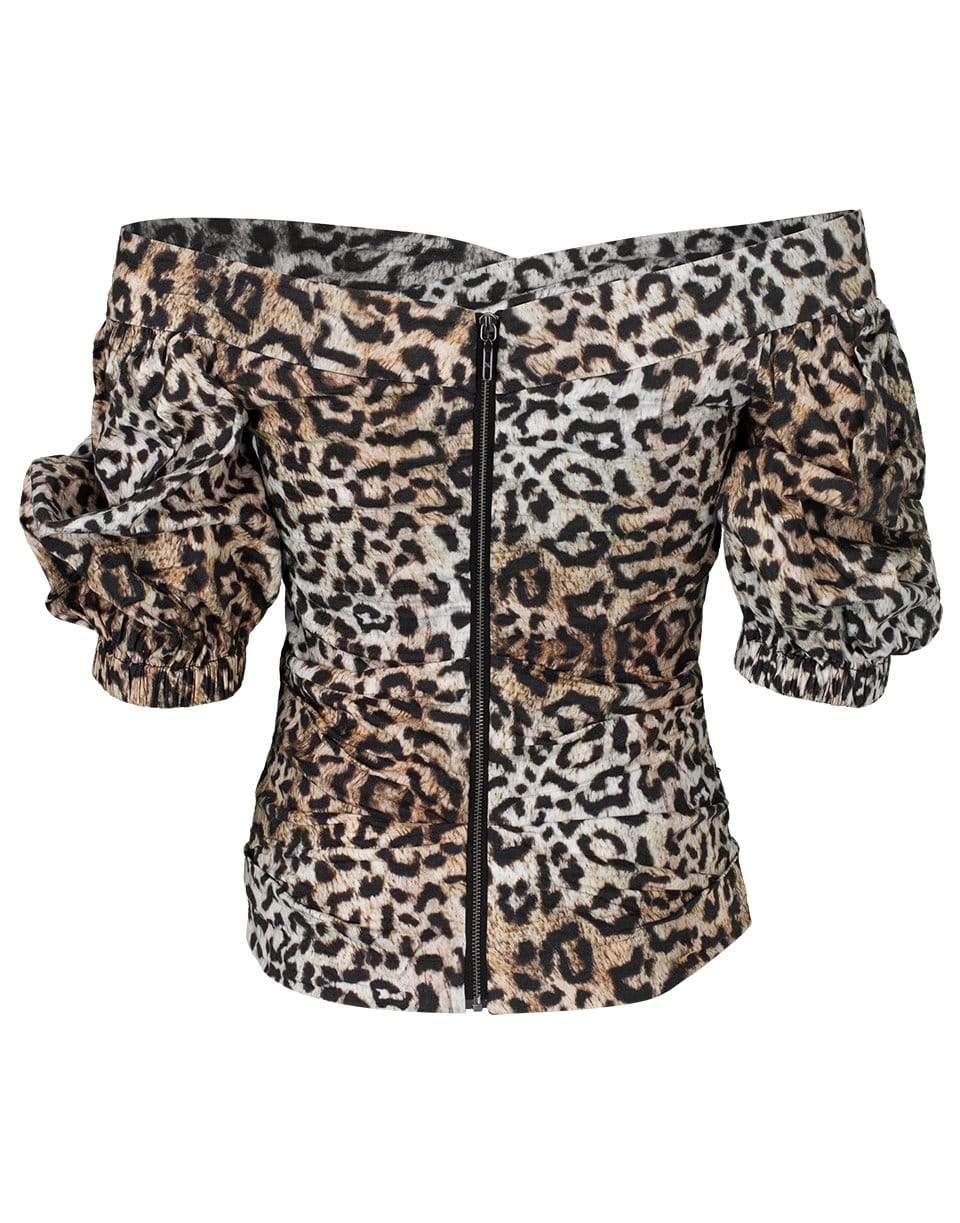 NICOLE MILLER-Leopard Puff Sleeve Top-