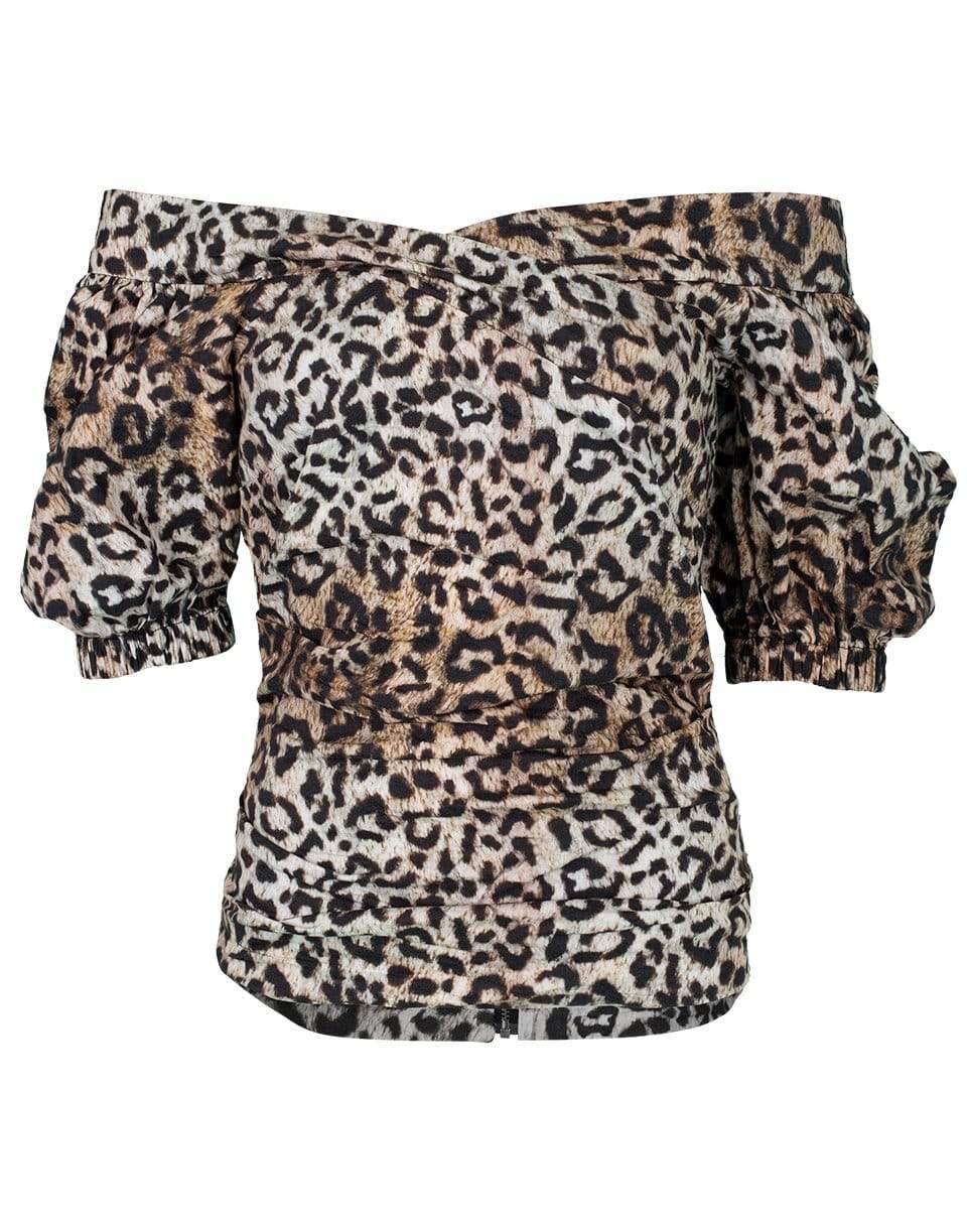 NICOLE MILLER-Leopard Puff Sleeve Top-