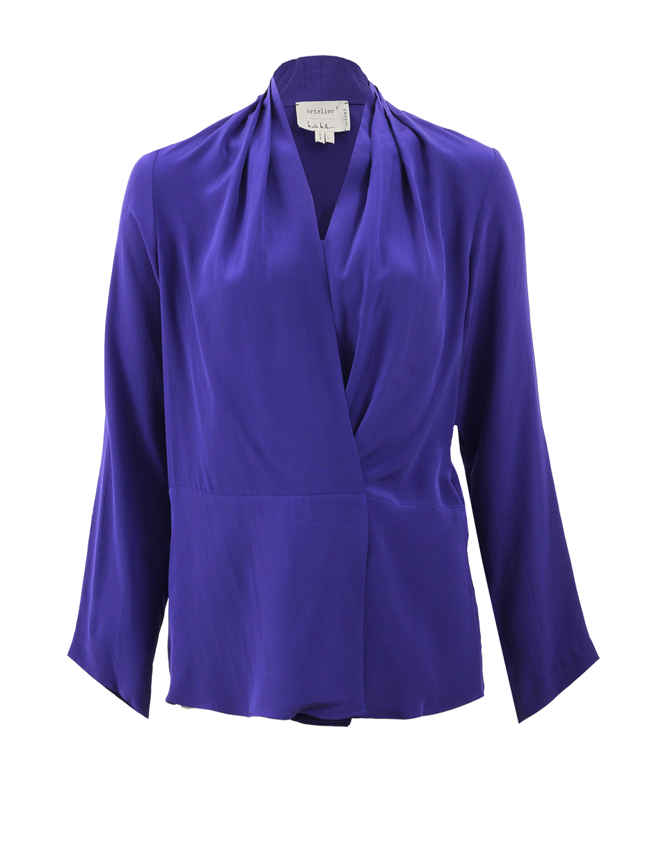 NICOLE MILLER-Crossover Wrap Blouse-