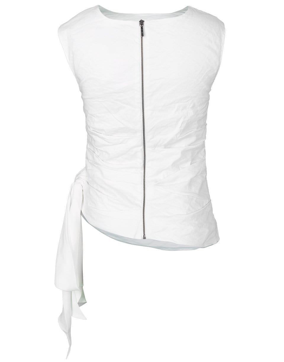 NICOLE MILLER-White Cotton Metal Side Tie Top-