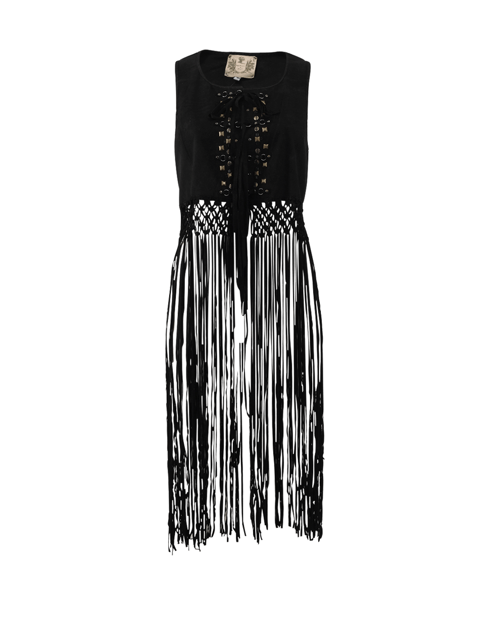 NIGEL PRESTON & KNIGHT-Fringe Suede Vest-