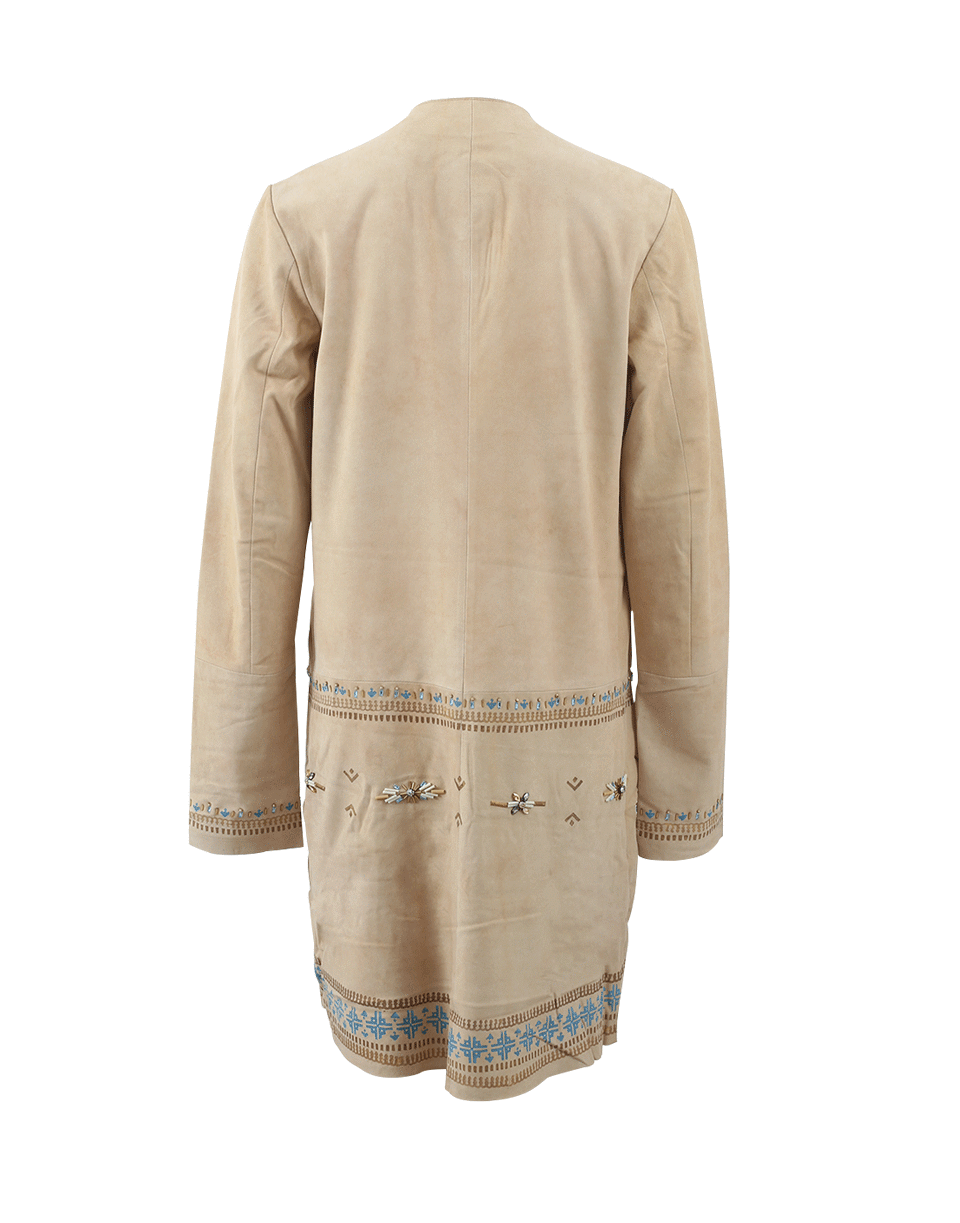 NIGEL PRESTON & KNIGHT-Fingertip Mikono Beaded Jacket-CREAM