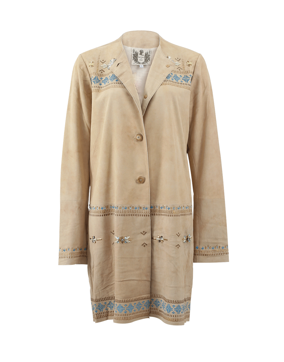 NIGEL PRESTON & KNIGHT-Fingertip Mikono Beaded Jacket-CREAM