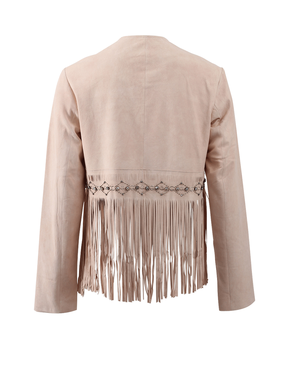 NIGEL PRESTON & KNIGHT-Fringe And Jeweled Leather Jacket-