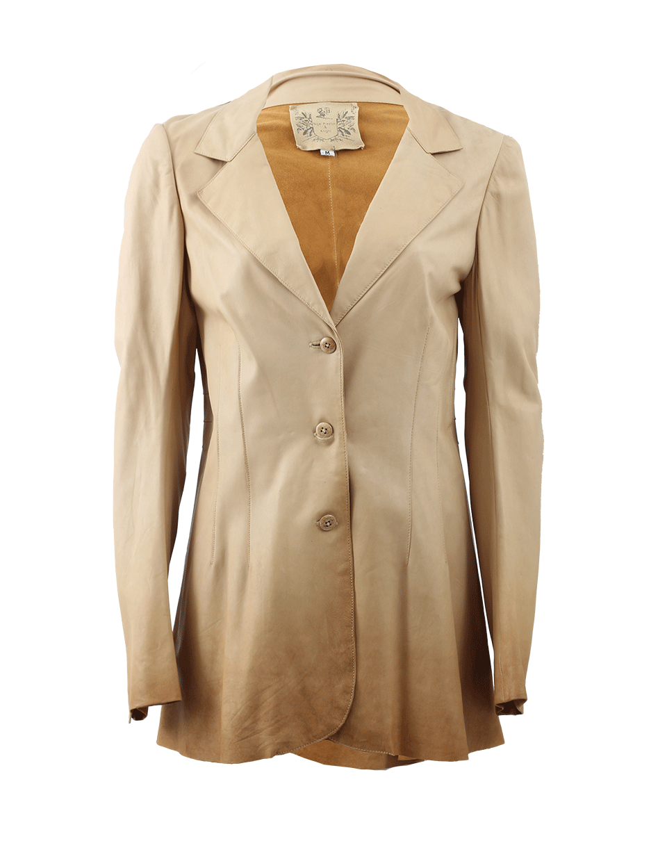 NIGEL PRESTON & KNIGHT-Leather Jacket With Gold Hem-SAND