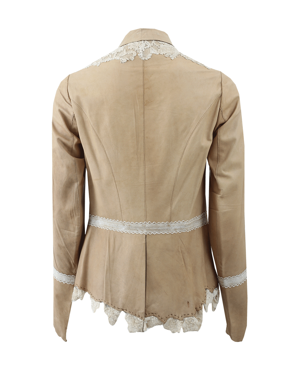 NIGEL PRESTON & KNIGHT-Lace Bib Leather Jacket-STONE