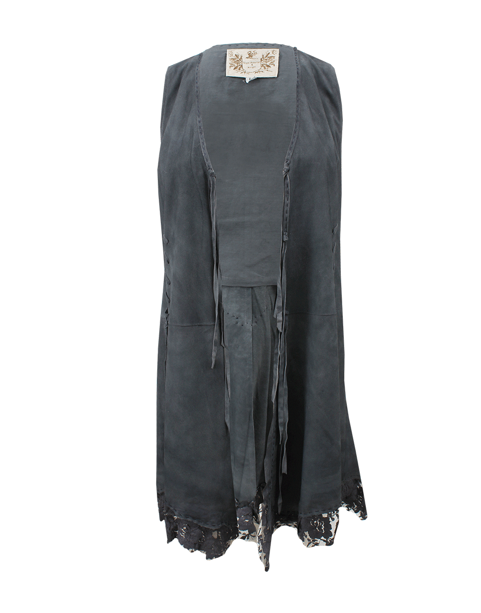 NIGEL PRESTON & KNIGHT-Suede Lace Side Ragged Vest-