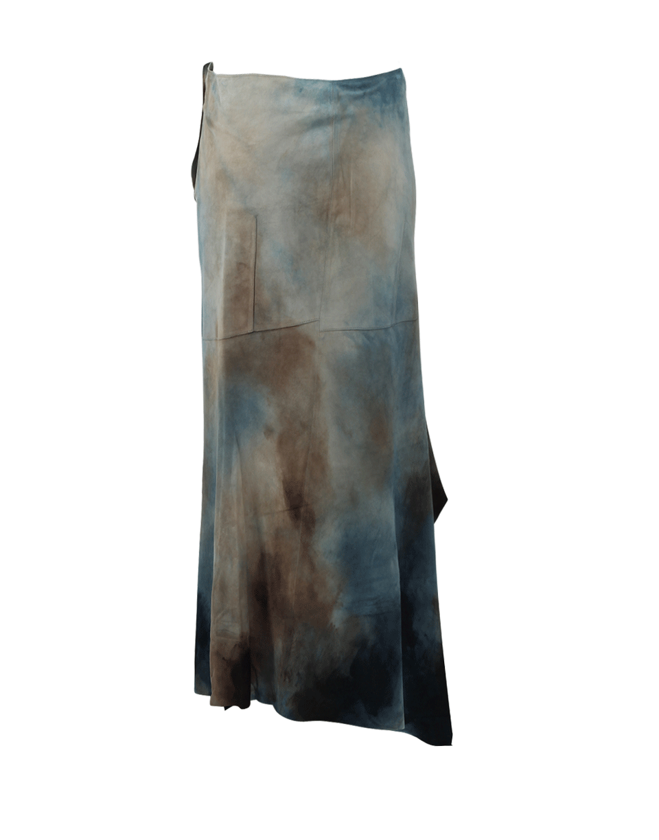 NIGEL PRESTON & KNIGHT-Painted Suede Skirt-