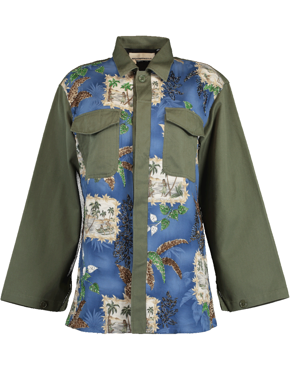 NIGHTMARKET.IT-Hawaiian Print Army Jacket-GRN/DEN