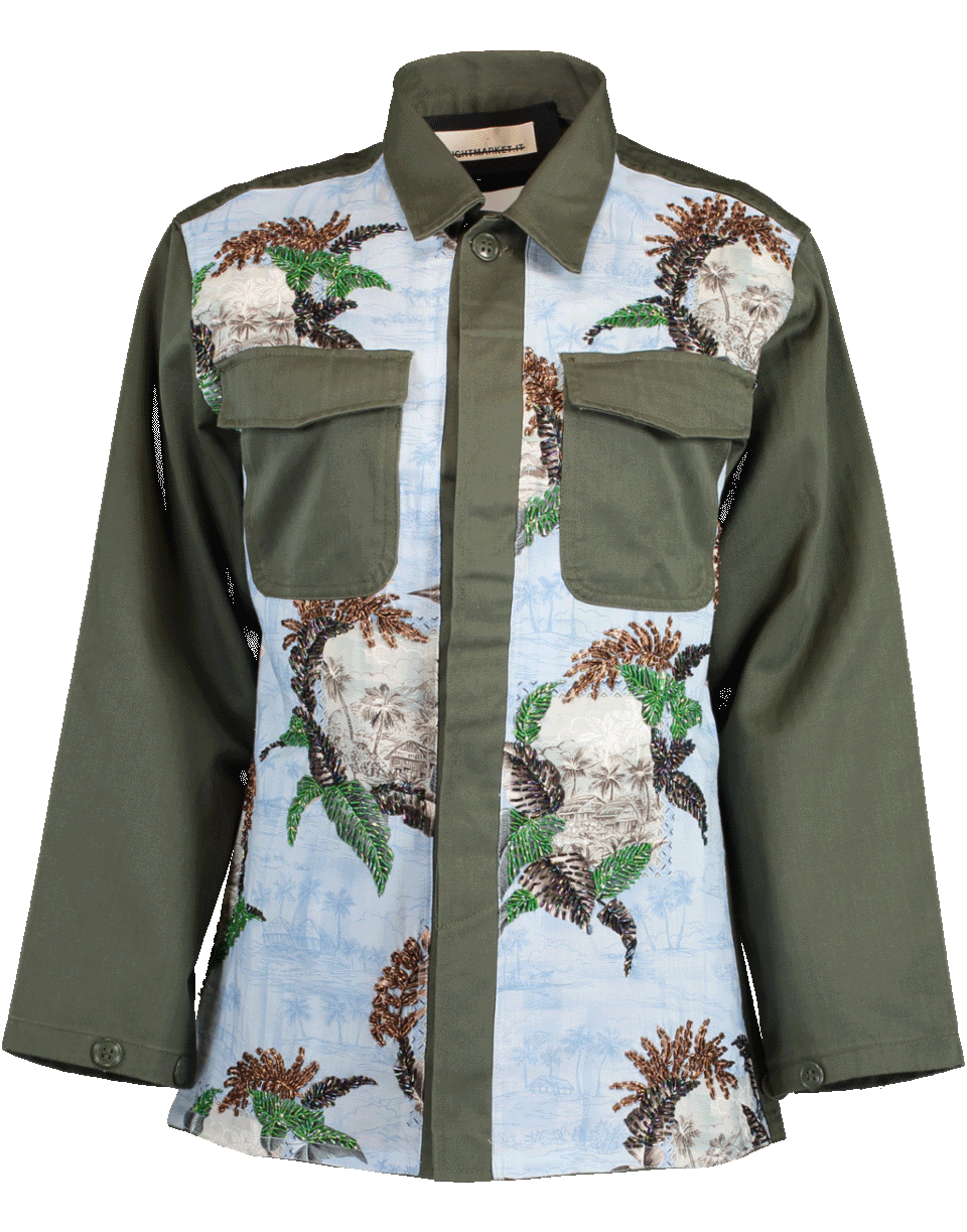 NIGHTMARKET.IT-Hawaiian Print Army Jacket-LT BLUE