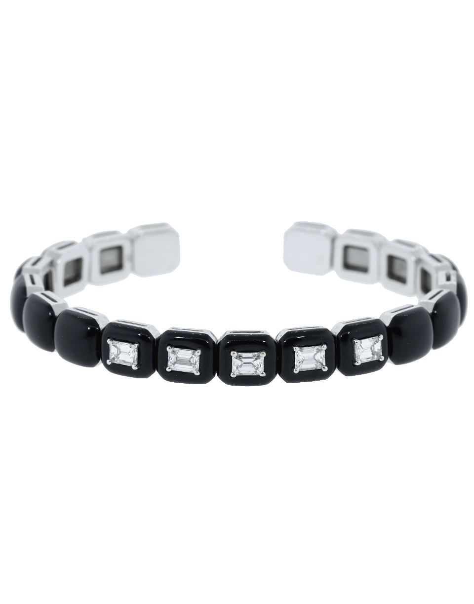 NIKOS KOULIS-Oui Emerald Cut Diamond and Black Enamel Cuff-WHITE GOLD
