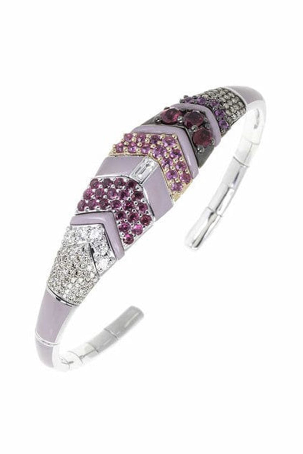 NIKOS KOULIS-Oui Pink Enamel Bracelet-WHITE GOLD