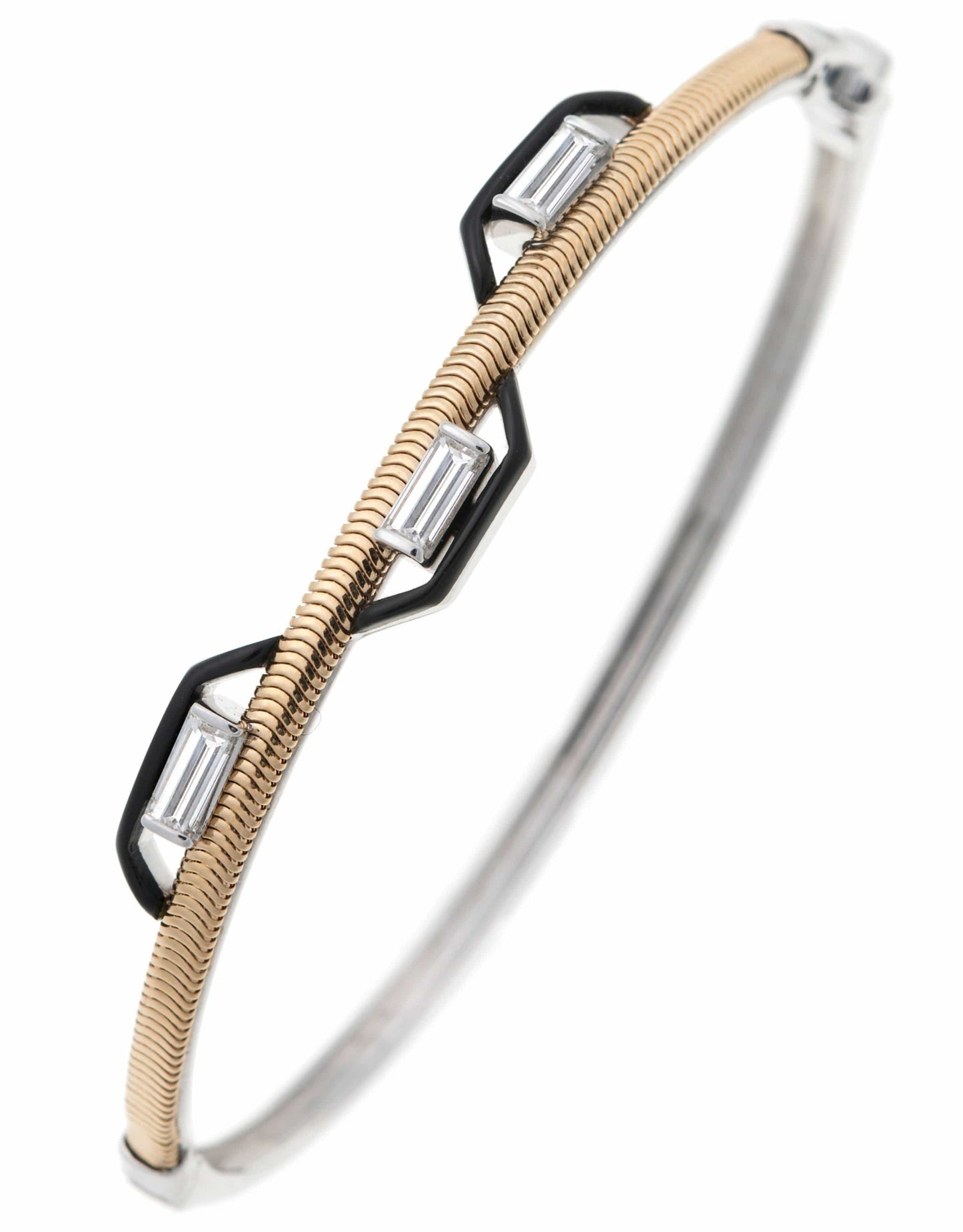 NIKOS KOULIS-Baguette Diamond Feelings Bracelet-YELLOW GOLD