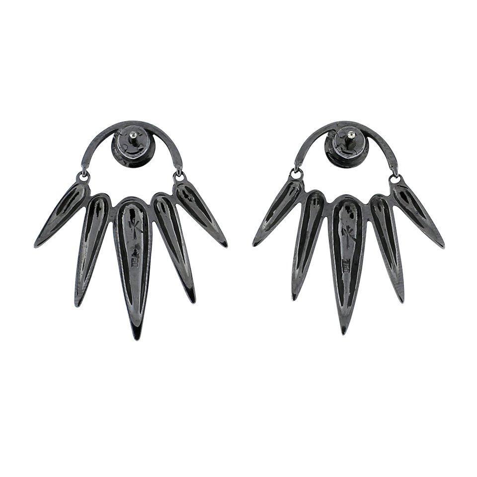 NIKOS KOULIS-Black Tahitian Pearl And Black Diamond Spectrum Earrings-BLACK GOLD