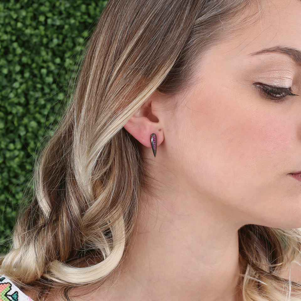 NIKOS KOULIS-Ruby Spectrum Earrings-BLACK GOLD