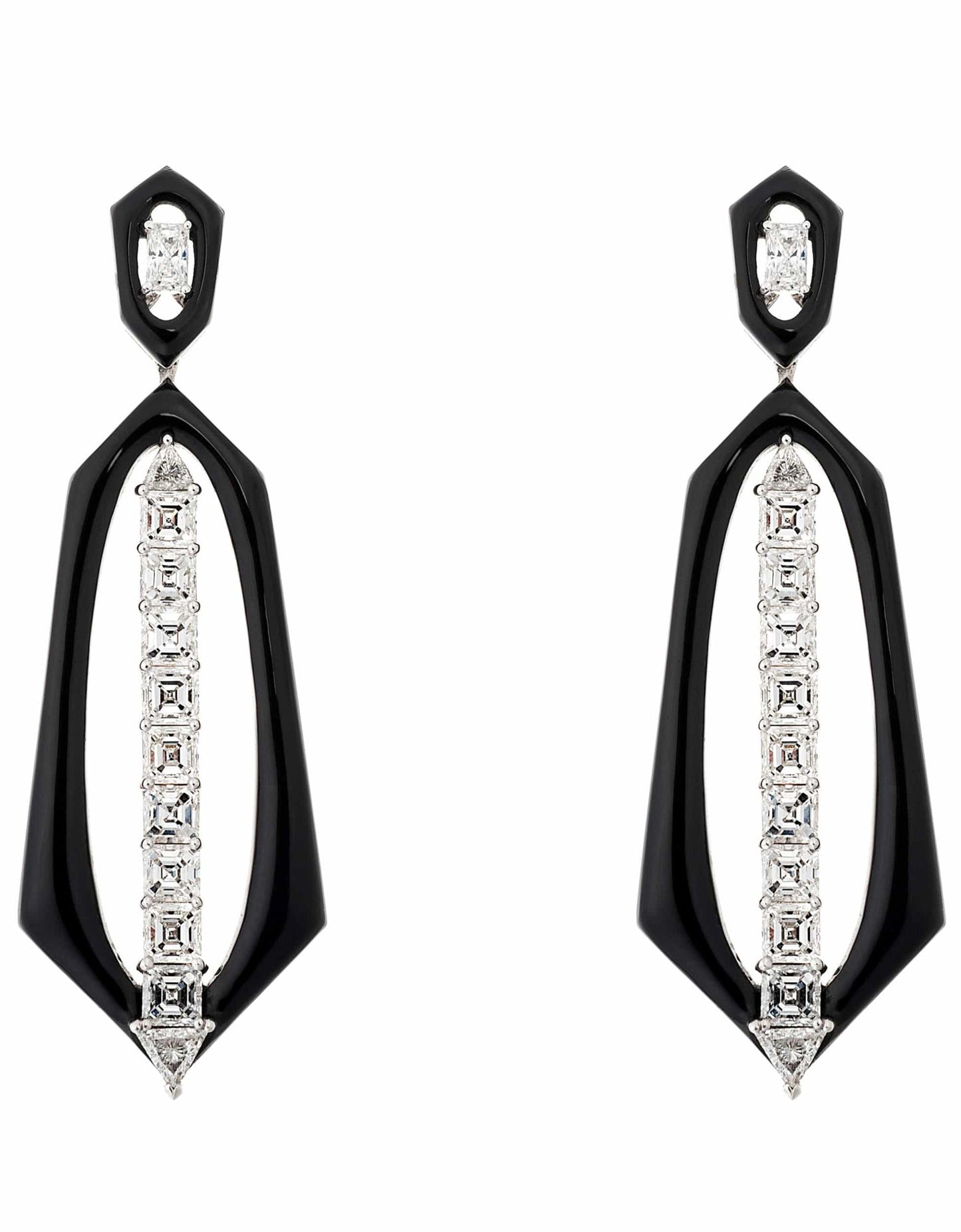 NIKOS KOULIS-Asscher Diamond Oui Drop Earrings-WHITE GOLD