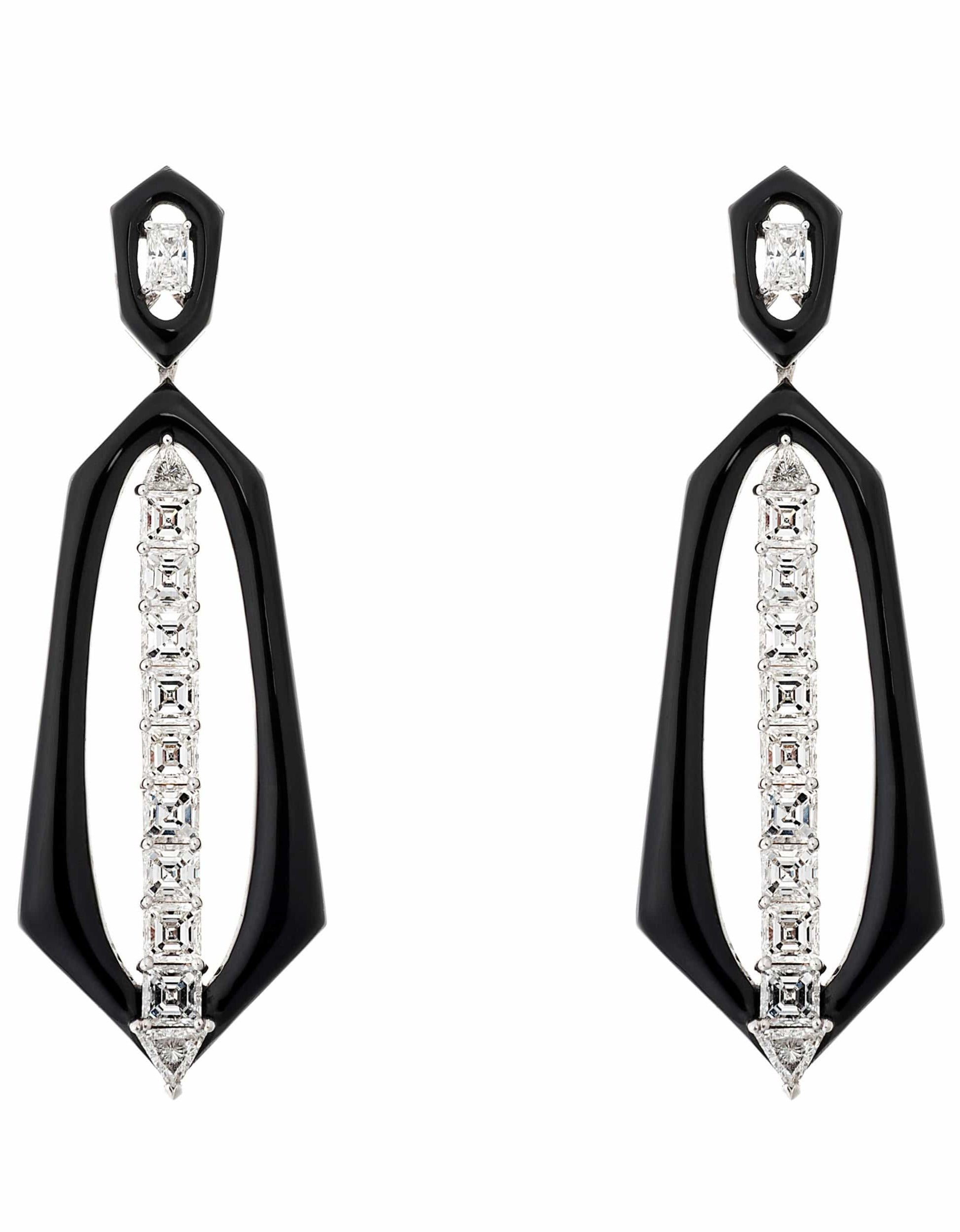 NIKOS KOULIS-Asscher Diamond Oui Drop Earrings-WHITE GOLD