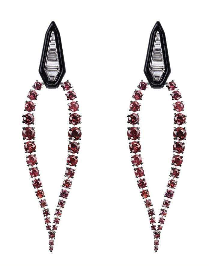 NIKOS KOULIS-Ruby and Diamond Oui Earrings-WHITE GOLD