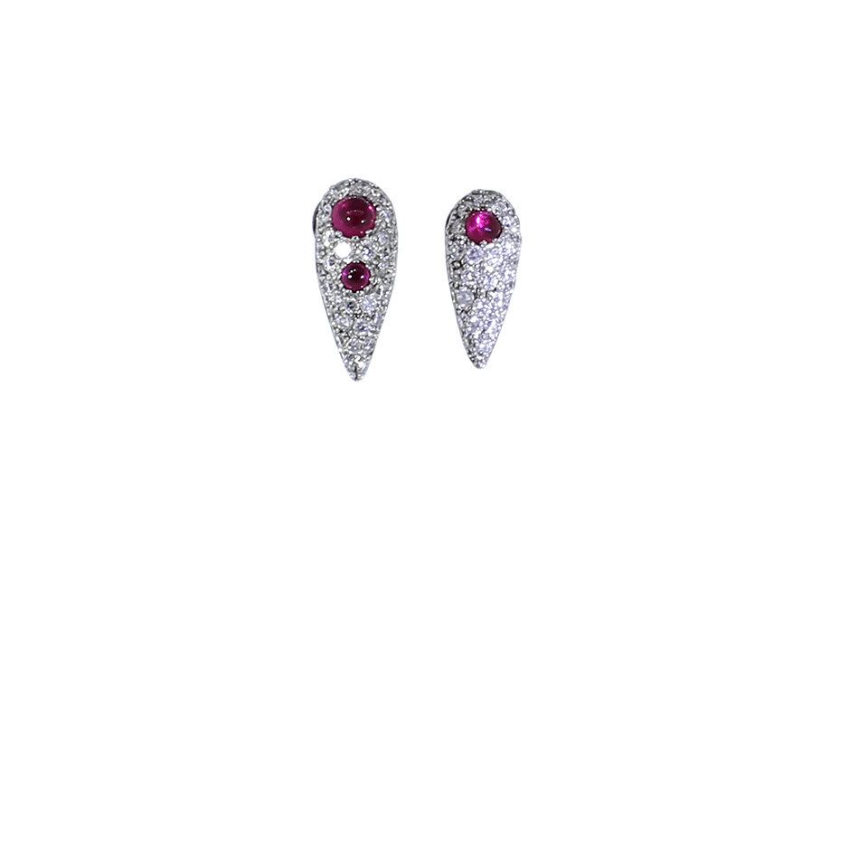 NIKOS KOULIS-Ruby And Diamond Spectrum Earrings-WHITE GOLD