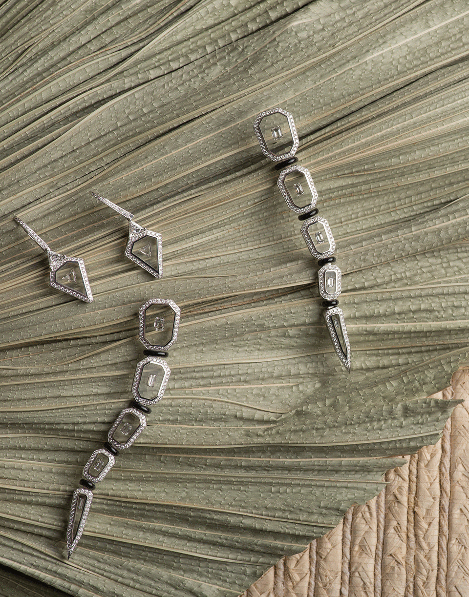 NIKOS KOULIS-Universe Diamond Drop Earrings-WHITE GOLD